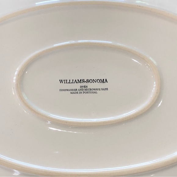 Williams Sonoma Platter 13” Off White Cream Tan Brown Band Edge Spring Easter - Picture 6 of 8